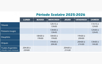 Nouveaux Horaires des entraînements